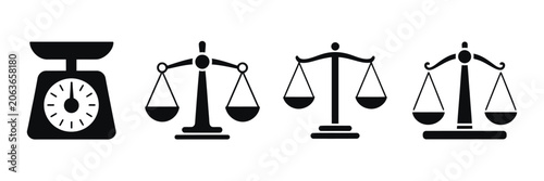 Foto Scales Icons for Law, Justice, Legal Services, Court Proceedings, and Judicial R