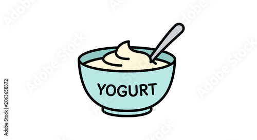 Quadro em tela A bowl of yogurt with spoon.