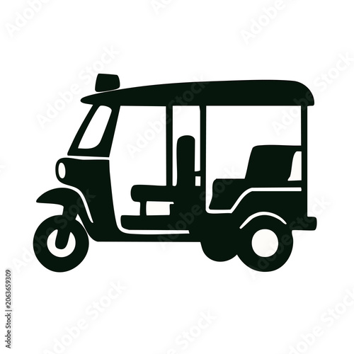 Tuk Tuk Vehicle Side View Silhouette.