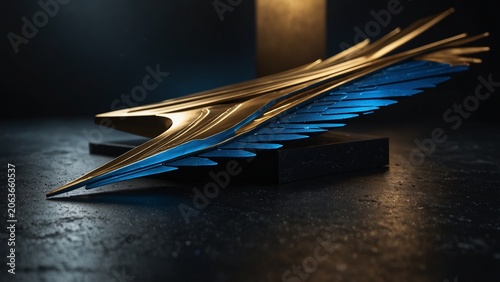 Close up of metal object on table, digital art illustration - Generative AI