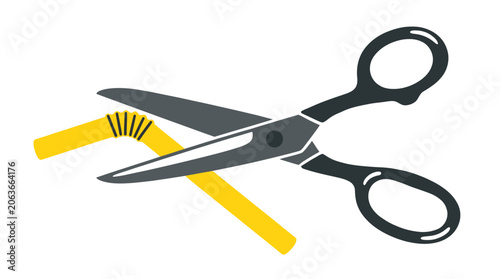 Canvas Print Scissors cutting a plastic straw illustrating single-use plastic ban for environmental protection