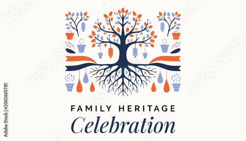 Fotografie Stylized family tree illustration representing heritage and deep ancestral roots