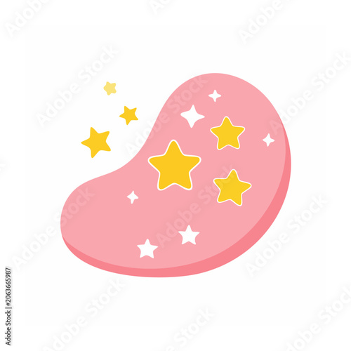 Pink heart with gold and white stars isolated