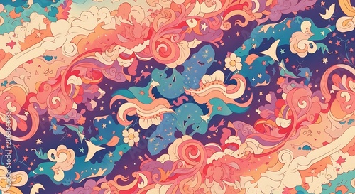 Vibrant swirling abstract colorful pattern design.
