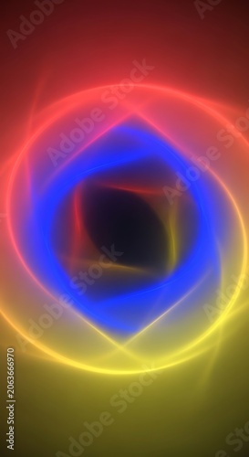 Vibrant Swirling Abstract Geometric Light Tunnel with Neon Glow.
