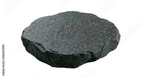 Single irregular natural andesite stepping stone isolated on transparent Background PNG 
