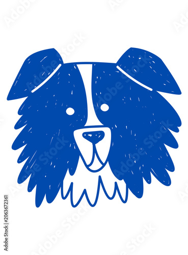 Blue Color Dog Head Portrait Illustration
