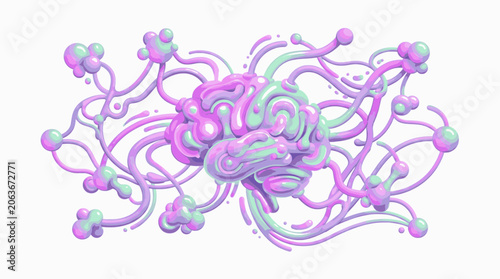 Minimalist Inflated Squishy Soft Claymation Tech Cloud Landing Page Graphic, 