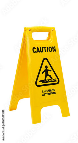 Caution wet floor sign in english and spanish