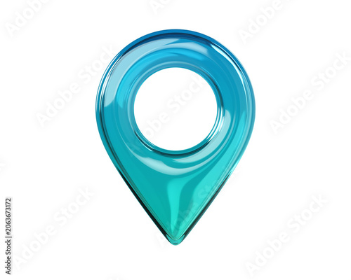 Fotografía Glossy turquoise 3D map location pin icon