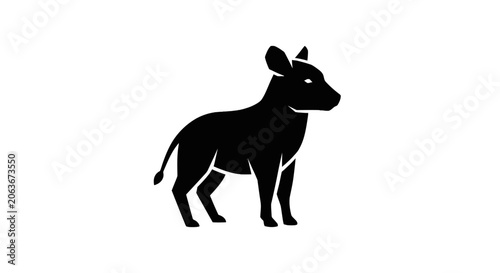 Black silhouette of a young cow.