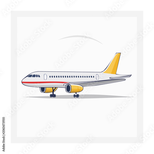 Yellow and blue airplane icon flat design