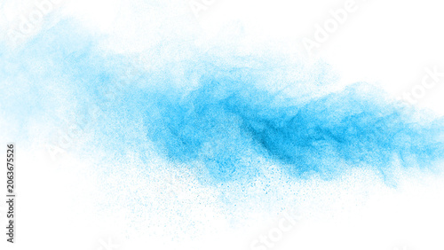 Fotografie Blue dust smoke isolated on a white background