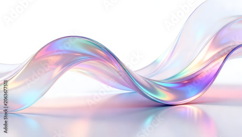 Abstract iridescent flowing ribbon