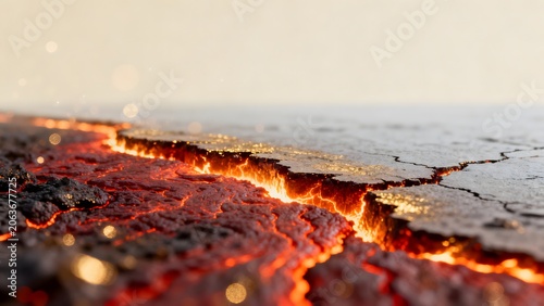 Lava flowing through cracked ground