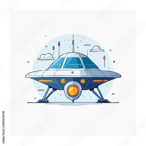 Flat design vector car with sun and road