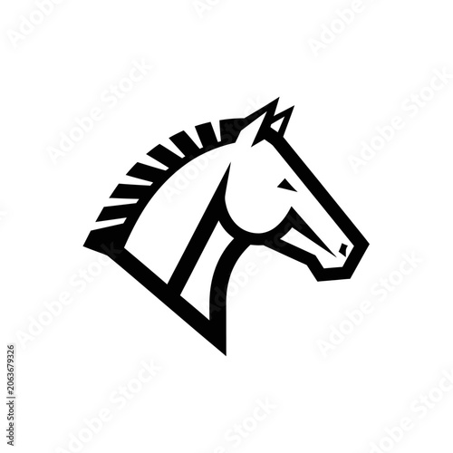 Quadro em tela Simplistic black and white logo of a horse's head with stylized mane and feature