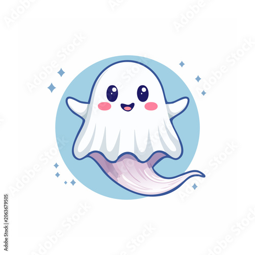 Flat design smiling face with cloud and sparkles