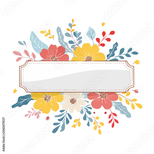 Flat floral pattern with butterflies and leaves