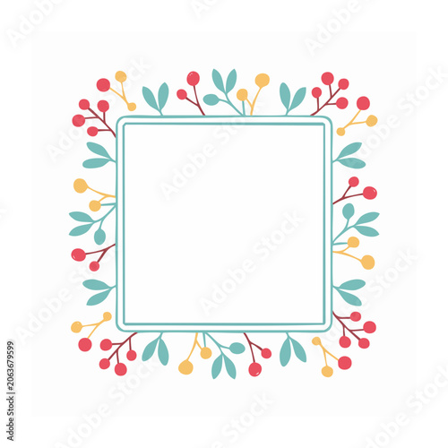 ornamental frame with flowers and leaves