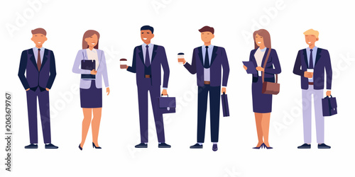 Billede på lærred Diverse business people illustration flat vector style on white background