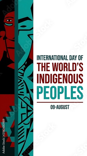 International day of the worlds indigenous peoples abstract poster illustration