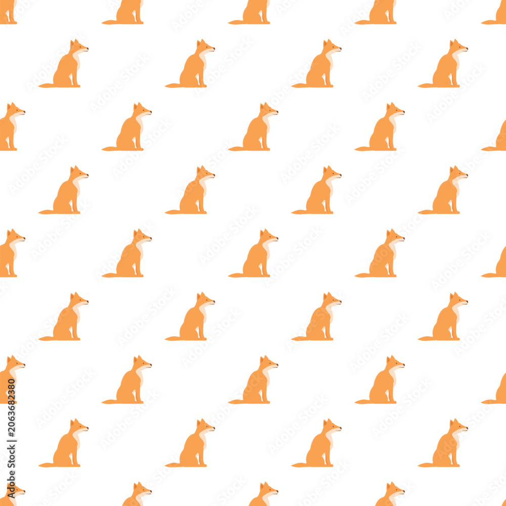 Obraz premium Many orange foxes creating a seamless pattern on a white background