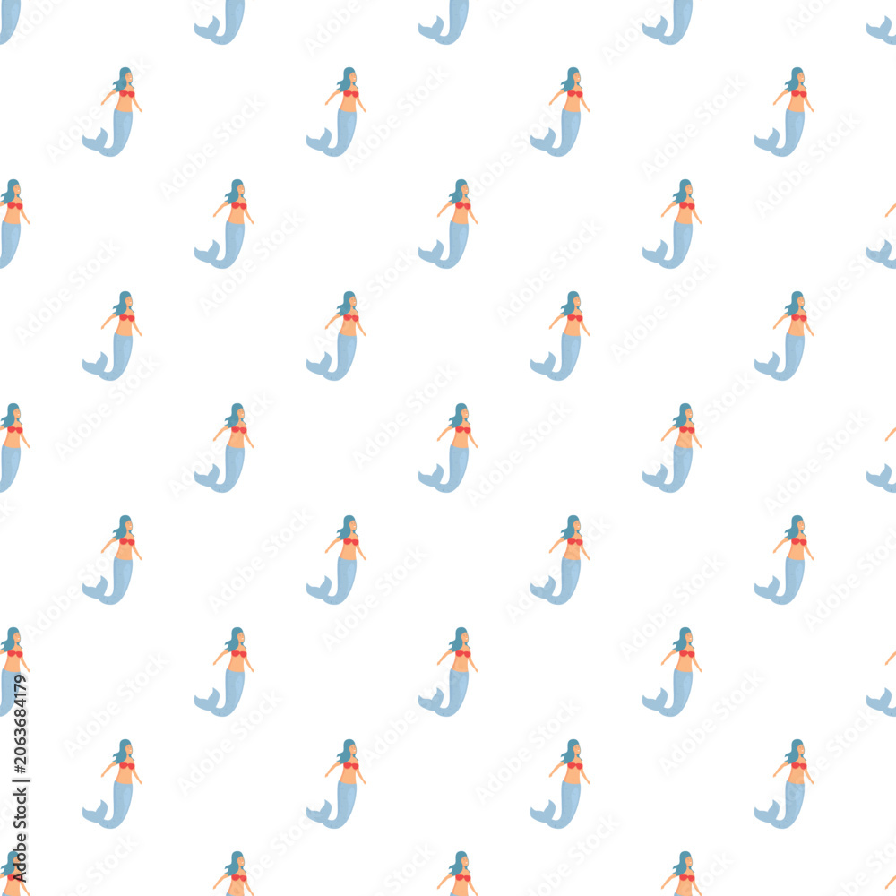 Naklejka premium Seamless pattern with cartoon mermaids reflecting a playful underwater theme