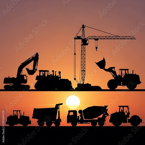 Industrial crane silhouetted against a sunset sky.