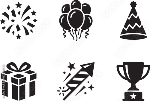 Business Conference and Celebration Event Solid Icon Sets, Corporate Meeting Seminar and Holiday Celebration Glyph Icons Collection
