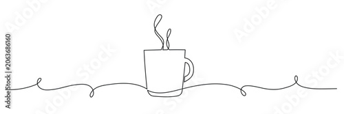 Minimalist Coffee Mug Divider Continuous Line Illustration