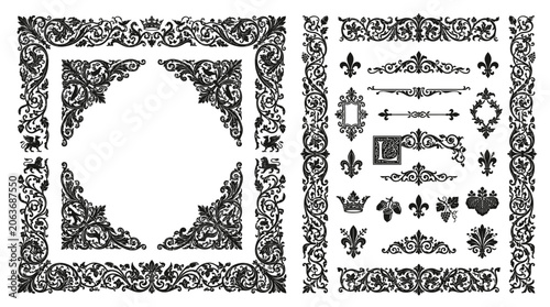 Black and white ornate border designs.