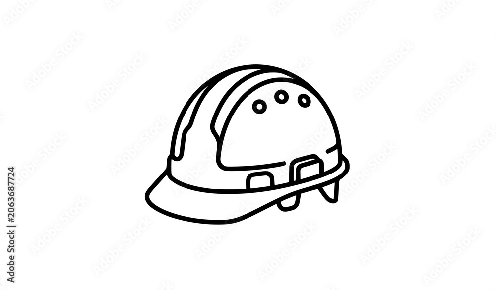 Fototapeta premium Minimalist Hard Hat Outline Icon for Construction Safety and Engineering Vector Illustration