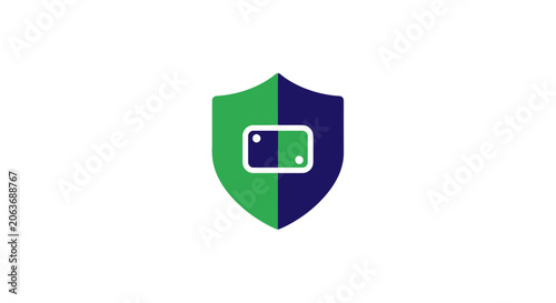 Shield with Battery Icon Symbol.
