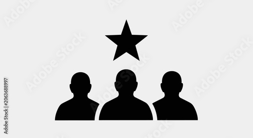 Three Silhouette People With Star.