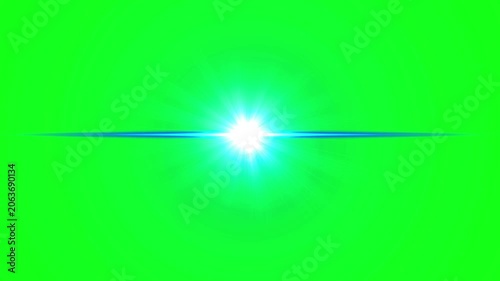 Glowing blue light effects on green screen background