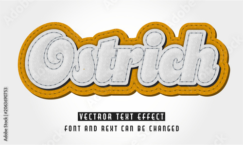 Foto Ostrich Leather Patch Text Effect – Fully Editable Vector