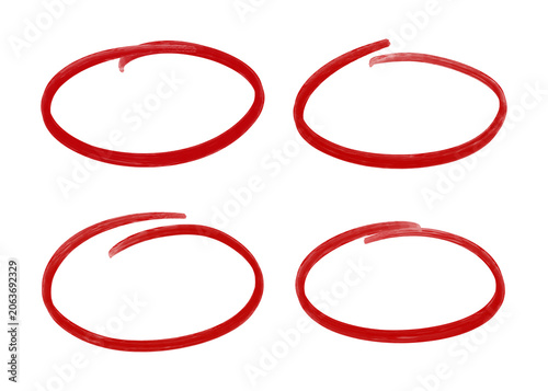 Red Watercolor Circle Frame Collection Hand Painted Brush Stroke Circle Marks Highlight Elements Isolated on Transparent Background