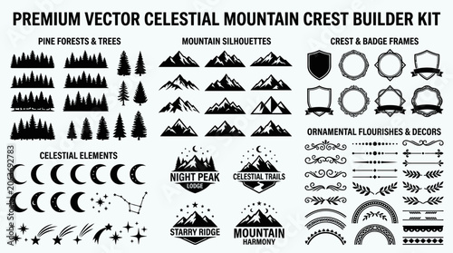 Premium Vector Celestial Mountain Crest.