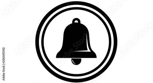 Fotografie Black Bell Icon in Circle.