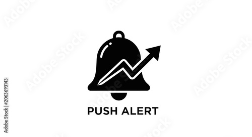 Fotografie Black bell icon with alert.