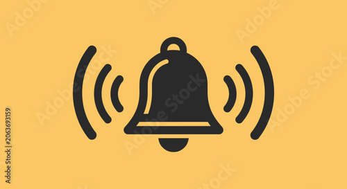 Obraz na płótnie Black Bell Sound Notification Icon.