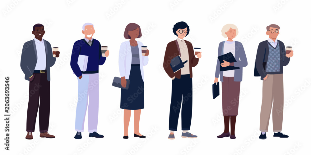 Obraz premium Diverse Business People Illustration Flat Vector Style On White Background