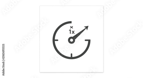 Black and white speedometer dial icon.