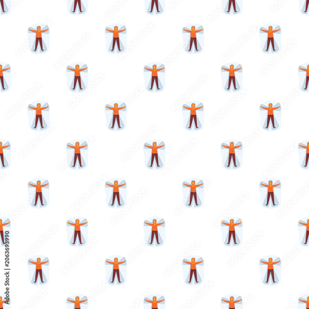 Obraz premium Seamless pattern featuring a person making snow angels on cold winter snow