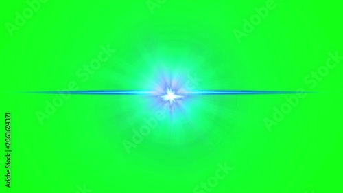 Glowing blue lights on green screen background