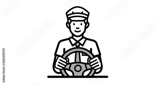 Vintage cartoon illustration of a cheerful boy with a cap.