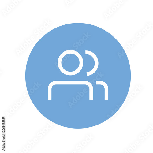 Simple user group icon with two stylized figures within a circular frame representing teamwork