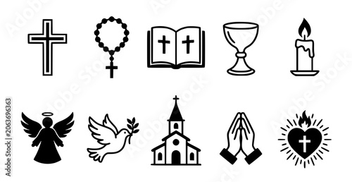 Konstfotografi Christianity symbols and icons set