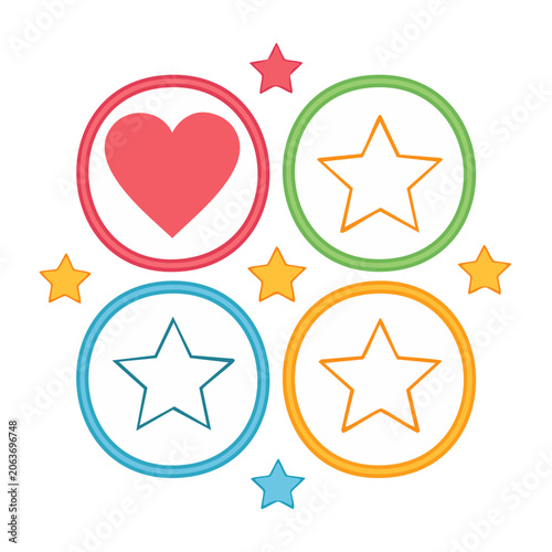 Flat design award badge with stars and ribbon